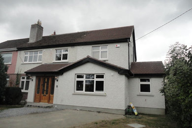 This is an example of a mid-sized traditional home design in Dublin.
