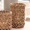 12" Tall Seagrass Woven Hurricane Candle Holder, Glass Insert