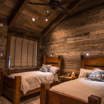 Wyoming Ranch Project - Antique Gray Barnwood Wall, Weathered Pine Ceiling, and