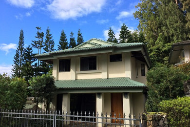 Mid-sized trendy green two-story exterior home photo in Hawaii