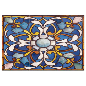 Tile Mural RARE CEILING PANEL stained glass Backsplash 6" Marble