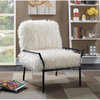 Pemberly Row Loki Off White and Matte Black Faux Fur Accent Chair