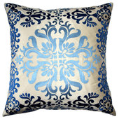 Sankara Ink Blue Silk Throw Pillow 20x20