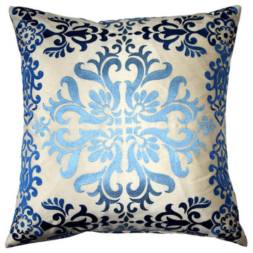 Sumatra Silk Embroidery Decorative Throw Pillow, Fountain, 21"x21"