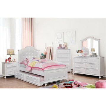 Furniture of America Noell Traditional Solid Wood Trundle Unit in White