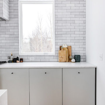 Cool Neutral Brick Kitchen