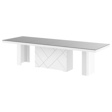 LOSOK Max Extendable Dining Table, Grey/White