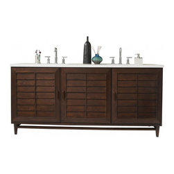 72 inch Double Sink Bathroom Vanity Burnished Mahogany Finish - Bathroom Vanities And Sink Consoles