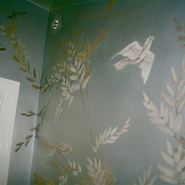 University Park Silver Leaf Mural with Birds and Foliage