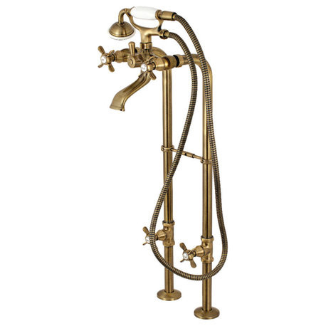 Kingston Freestanding Tub Faucet w/Supply Line and Stop Valve, Antique Brass