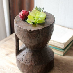 Repurposed Okhli Bowl Wood Planter - Products
