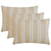 Decorative Beige Linen 12"x26" Lumbar Pillow Cover Lace, Striped - Lace Serenade