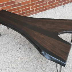 Walnut Coffee Table- Live Edge- Long Coffee Table- Java- Black- Steel- Industria - Coffee Tables