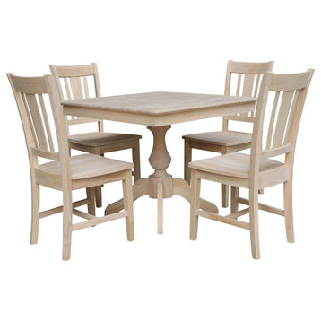 36" x 36" Square Top Pedestal Table  With 4 Chairs (Set of 5)