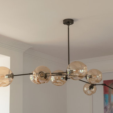 Glass Globe Chandelier over Dining Table, Birre House