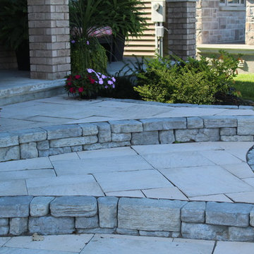 Full Yard Landscaping Makeover // Entry // patio // Bar // Fireplace