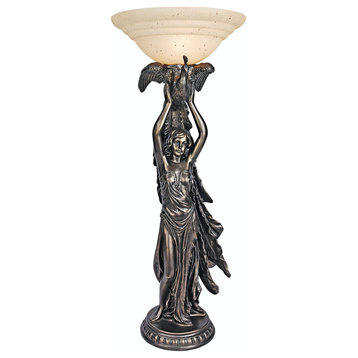 Peacock Goddess Torchiere Tabletop Lamp