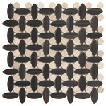 Unique Design Solutions - 11.51"x11.51" Elyptic Basketweave Imagination Mosaic, Set Of 4, Black Swan - 1 sq ft/sheet - Sold in sets of 4
