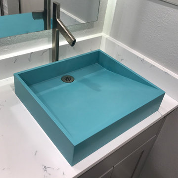 Tween Jack and Jill Bathroom with Colorful Sinks