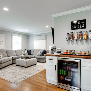 Basement Lounge with Custom Snack Bar and Beverage Center