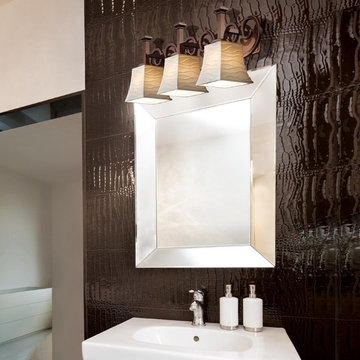 Limoges Heritage Bath Bar, Square Flared, Dark Bronze With Waves Shade in Bathro
