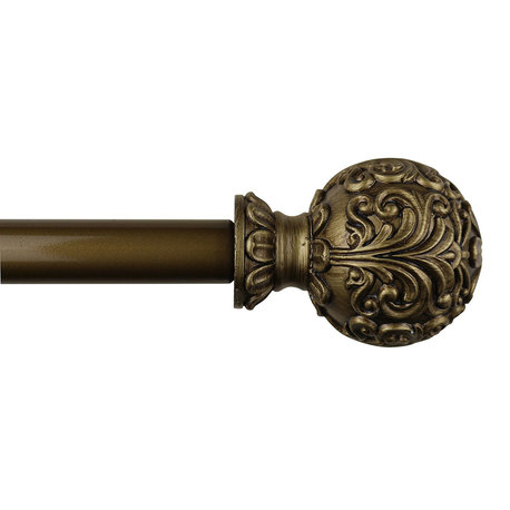 1" Scroll Ball Curtain Rod, 48"-84", Renaissance Gold