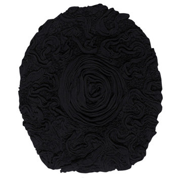 Bellflower Collection Cotton Machine Washable Lid Cover,  18"x18", Black