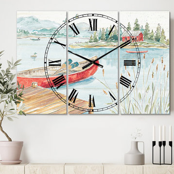 Lake House Canoes I Lake House Multipanel Metal Clock