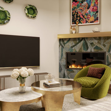Vibrant Visions: A Colorful, Transitional, and Eclectically Glamorous Open Space