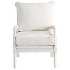 Kaylee Spindle Chair in Linen Beige Fabric with White Frame