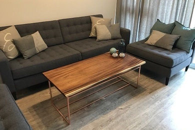 Coffee Table Made from Parota Wood and Copper Pipes