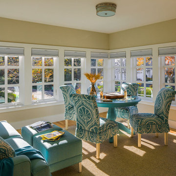 Sitting Room with Pop of Teal - Sea Change - Custom Home - Cape Cod, MA