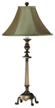 Antiqued Solid Brass Ribbed Candlestick Table Lamp