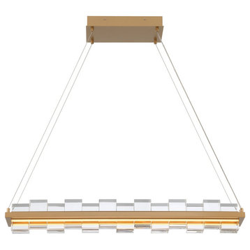 Bruco 2-Light LED Linear Chandelier in Gold
