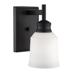 Millennium Lighting Burbank Wall Sconce, Matte Black, Etched White