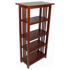 Traditional Bookcase, Slatted Sides and 4 Open Storage Shelves, Cherry Finish