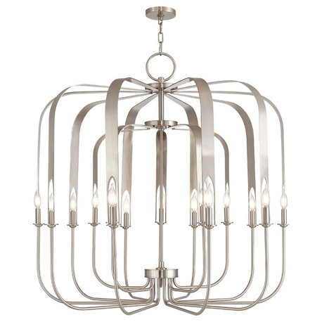 Livex Lighting Addison Light Foyer Chandelier, Brushed Nickel