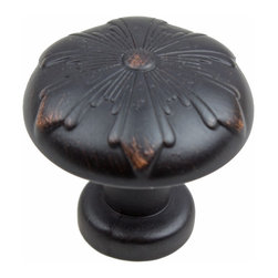 GlideRite Hardware - 1-1/8" Round Snowflake Cabinet Knob, Oil Rubbed Bronze - Cabinet And Drawer Handle Pulls