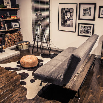 Reading Nook. Eclectic Style. Fireplace. Recycled Timber.