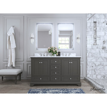 Audrey Vanity Set, Sapphire Gray, 60", Brushed Nickle Hardware, With Mirror