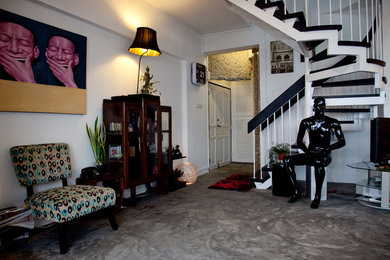 Inspiration for a rustic living room remodel in Singapore