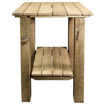 Montana Log Collection Wood End Table In Exterior Stain Finish MWHCENSSL