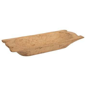 Eurostyle Trencher Rustic Wooden Dough Bowl With Handles-Trencher, Primitive Whi