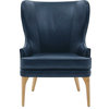 Bjorn Top Grain Leather Accent Chair, Garrett Blue