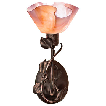 Jezebel Radiance Branch Sconce with Magnolia Leaves Glass, Bisque
