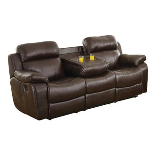 Slayden Mocha Leather Recliner, Modern Rustic