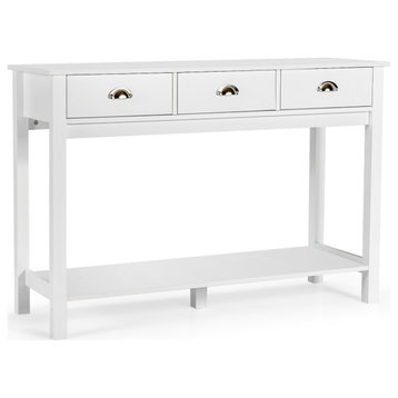 Costway Console Table w/3 Drawers Bottom Shelf Sofa Side Table Entryway White