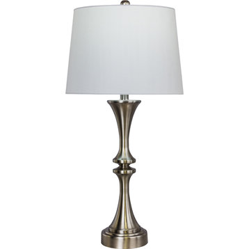 Candlestick Table Lamp, Brushed Steel