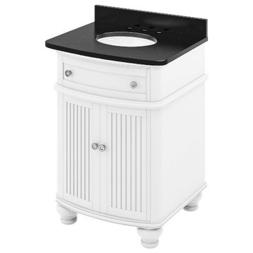 Compton Traditional White 30" Oval Sink Vanity with Black Granite Top