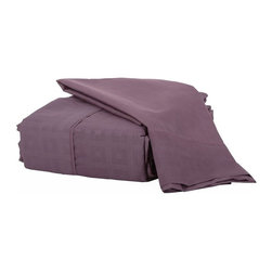 Dreamtex Home - Natalia Cavalletto Box Sheet Set, Plum, King - Sheet And Pillowcase Sets